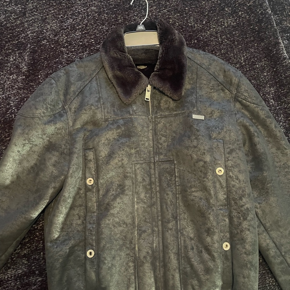 Sean John Dark Gray Jacket with Faux Fur Collar